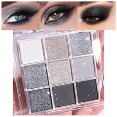 evpct palette front packaging showing nine silver and gray shades and benefits of versatility