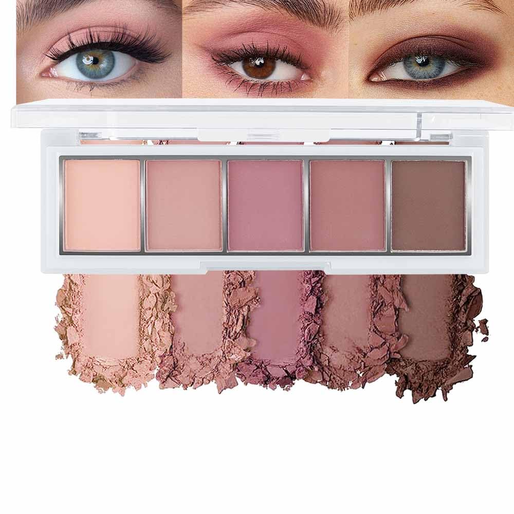 evpct palette front view showing five matte shades and compact design benefit travel convenience