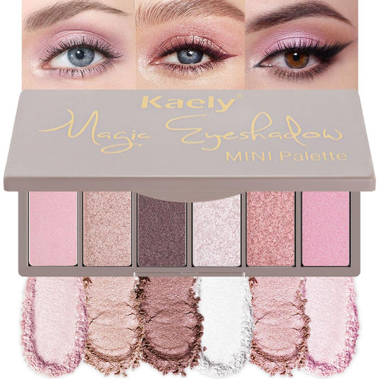 evpct palette top view showing six shades and compact mirror for quick touch-ups