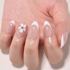 evpct hands applying a press-on nail demonstrating fast, no-glue application