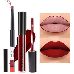 evpct product in use on model lips showing matte finish and confident long-wear look