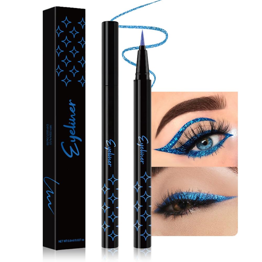 evpct royal blue eyeliner front view showing product and label enhances makeup setup