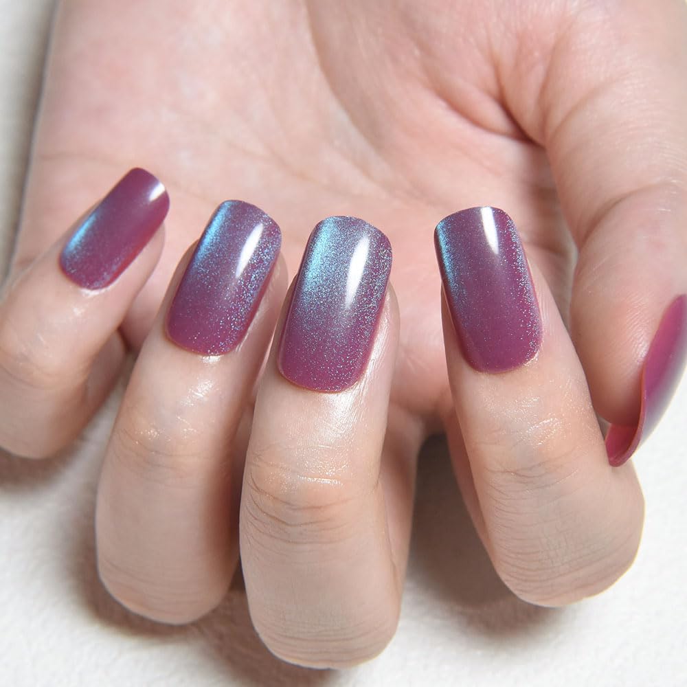 evpct side profile of a medium square nail showing shape benefit: wearable everyday silhouette