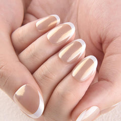 evpct side profile of a short round-oval nail demonstrating comfortable length