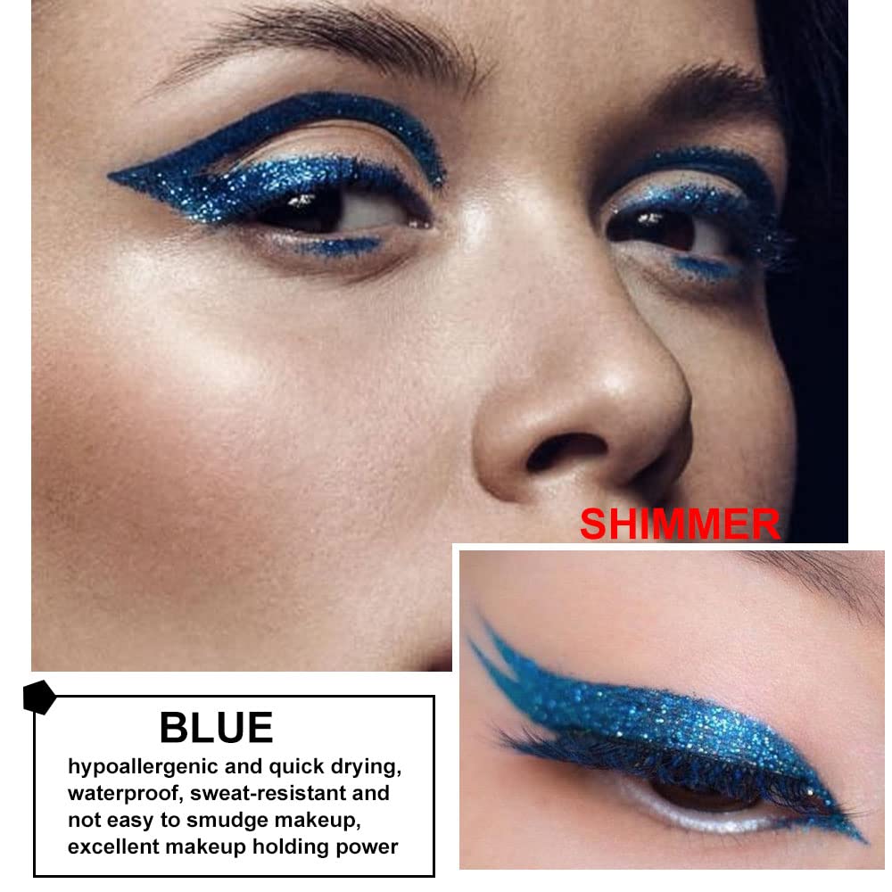 evpct glitter eyeliner swatches on arm showing metallic sheen and color payoff