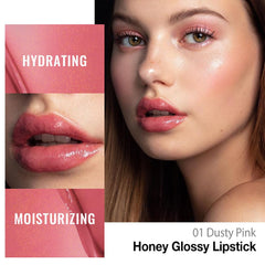 evpct texture close-up revealing glossy, hydrating finish for smooth lips