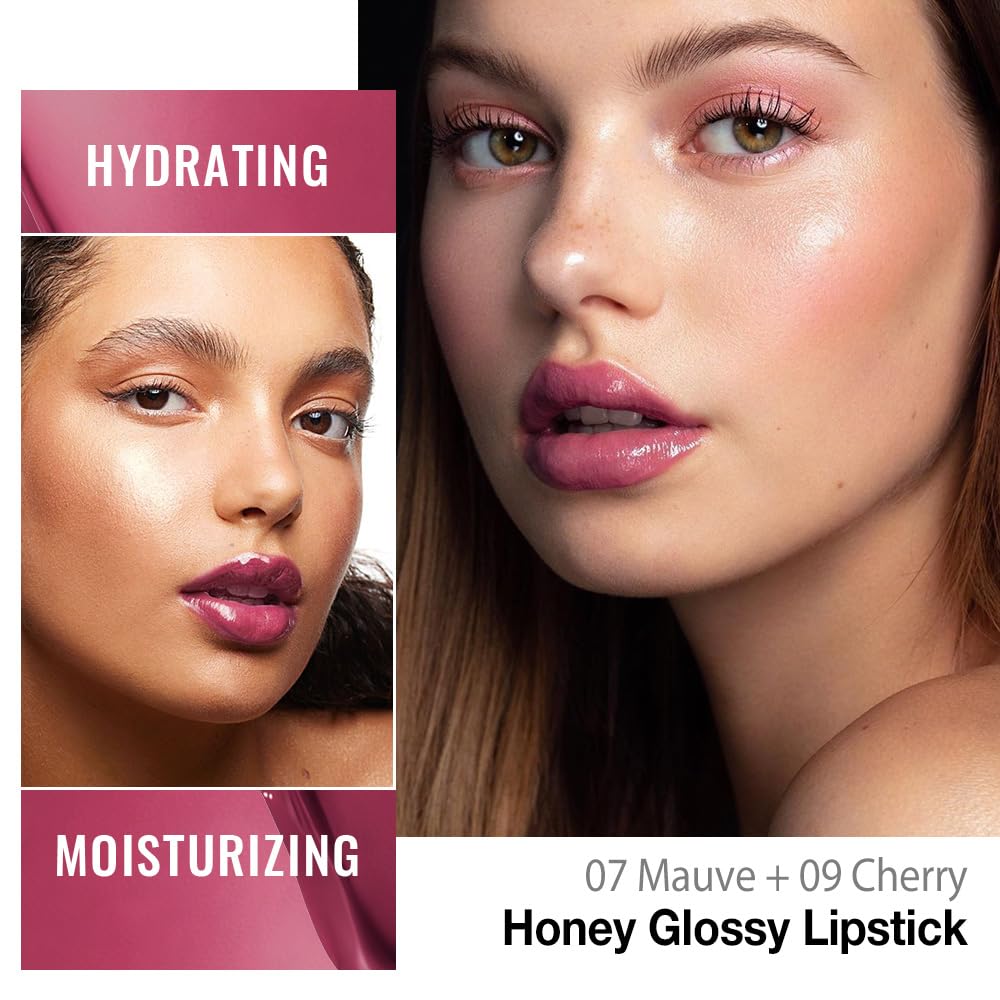 evpct mauve plum texture close-up highlighting smooth, hydrating sheen on lips