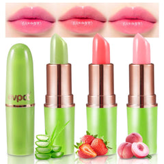 evpct trio pack front showing three color changing lipsticks and clear branding benefit travel ready