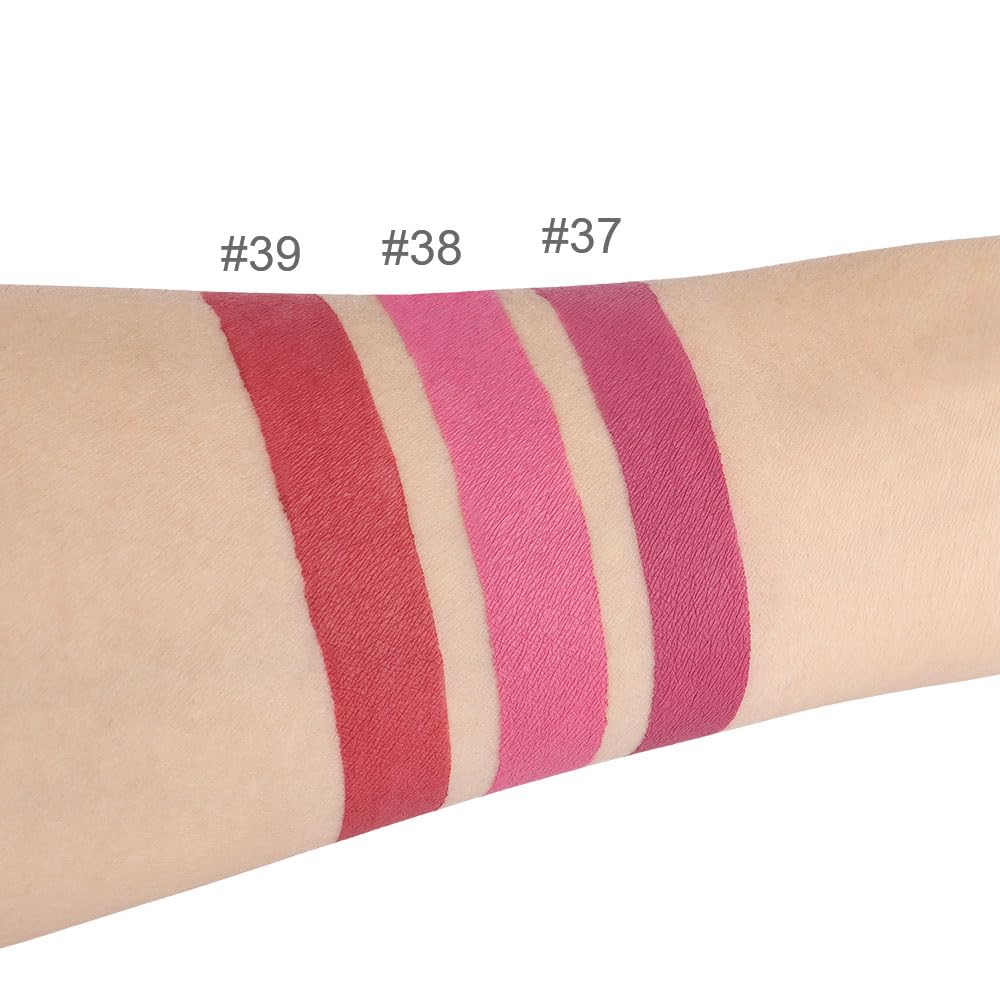 evpct warm pink applied to lips providing natural daily color and comfortable matte finish