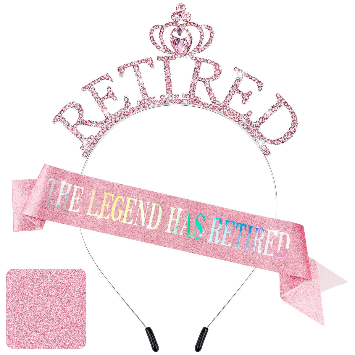 Exacoo front view of pink crown and sash showing elegant celebration benefit