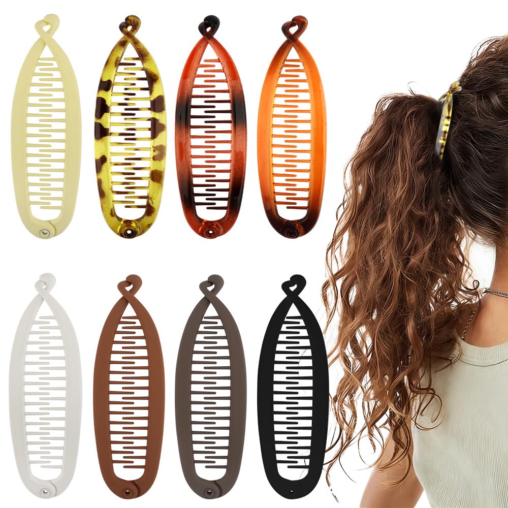 Exacoo front packaging showing eight neutral banana clips and benefits