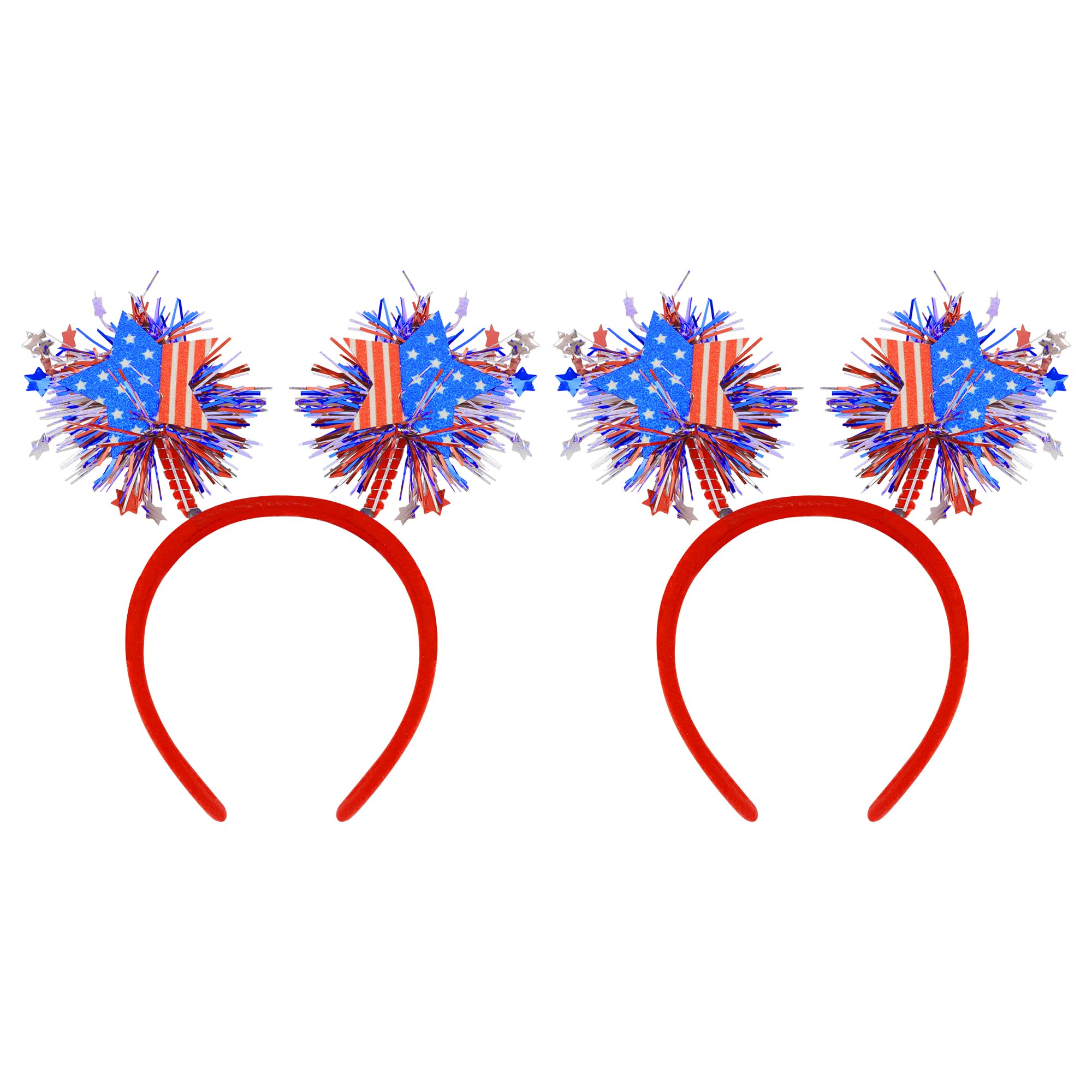 Exacoo headbands front view showing red white blue design and festive look