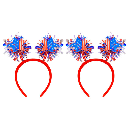 Exacoo headbands front view showing red white blue design and festive look