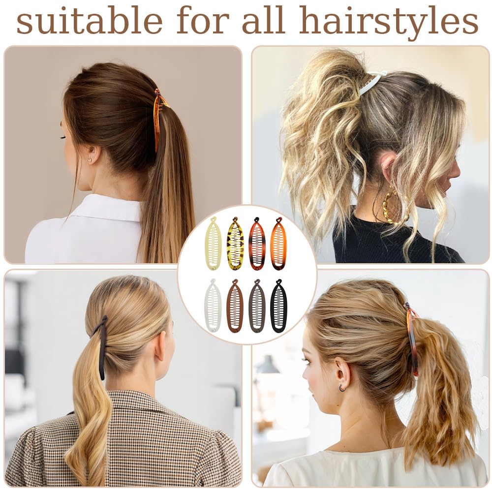Exacoo banana clip worn in ponytail showing added volume benefit
