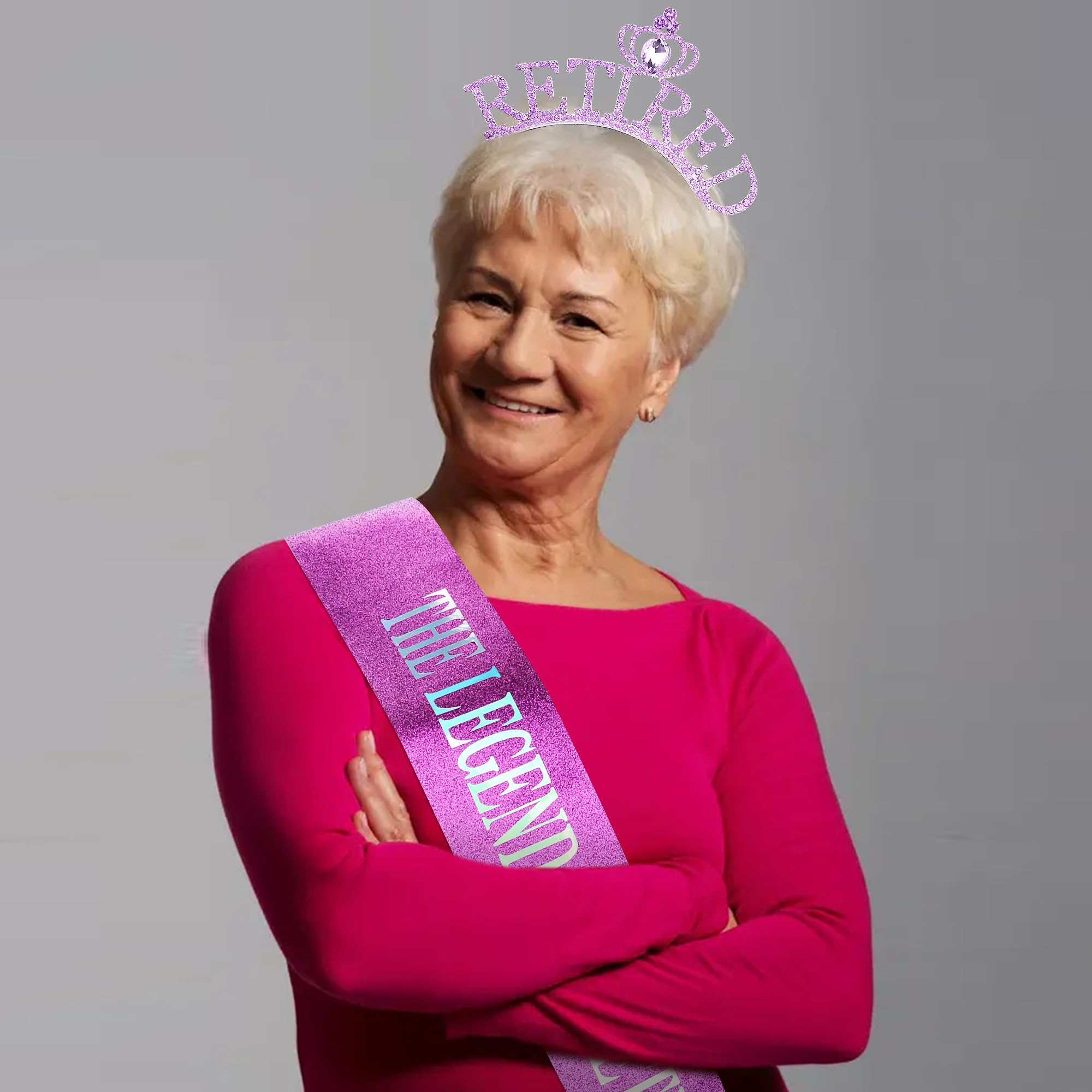 Exacoo sash text 'The Legend Has Retired' clear lettering for photo impact