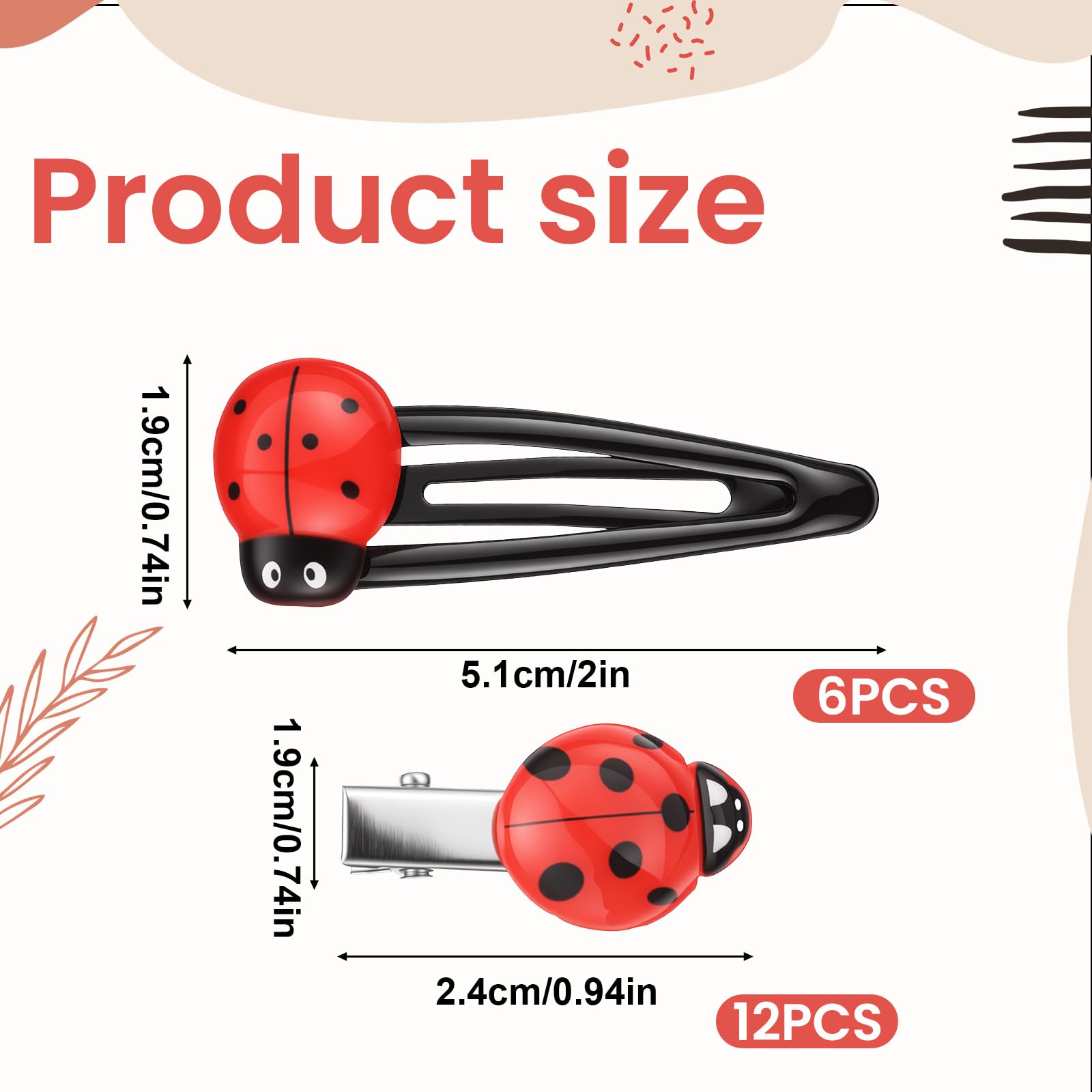 Exclaith close-up of small ladybug clip showing smooth finish and gentle hold benefit