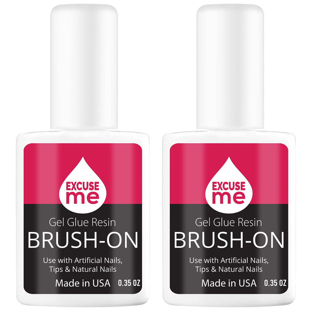 Excuse Me brush-on gel front packaging showing brush-top bottle for precise application and convenience
