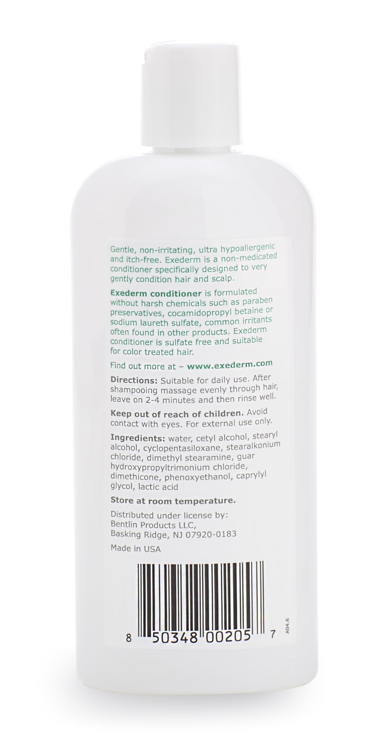 Exederm bottle on bathroom shelf lifestyle view promoting gentle daily care benefit