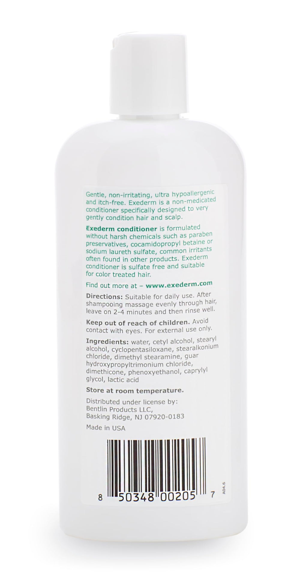Exederm bottle on bathroom shelf lifestyle view promoting gentle daily care benefit