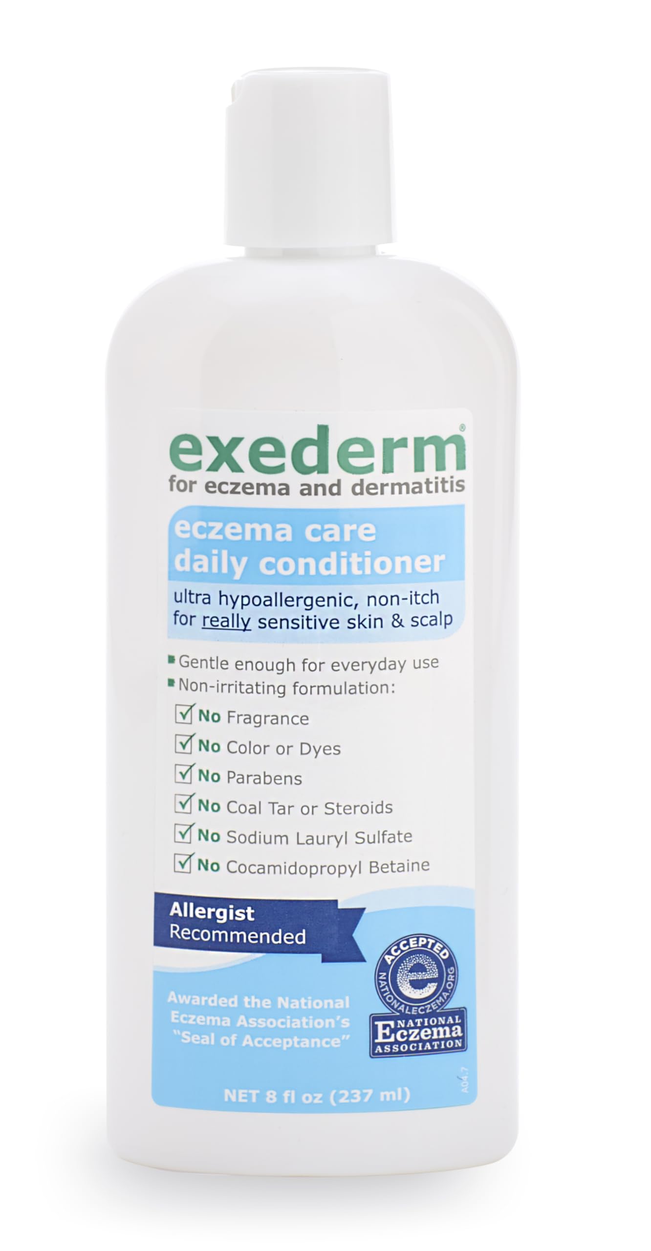 Exederm front bottle showing label and gentle sensitive formula benefit
