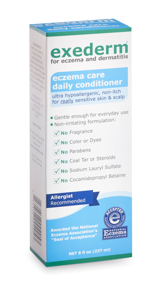 Exederm creamy conditioner texture closeup showing smooth moisturizing benefit