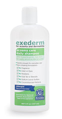 Exederm shampoo cap and pump close-up for easy dispensing