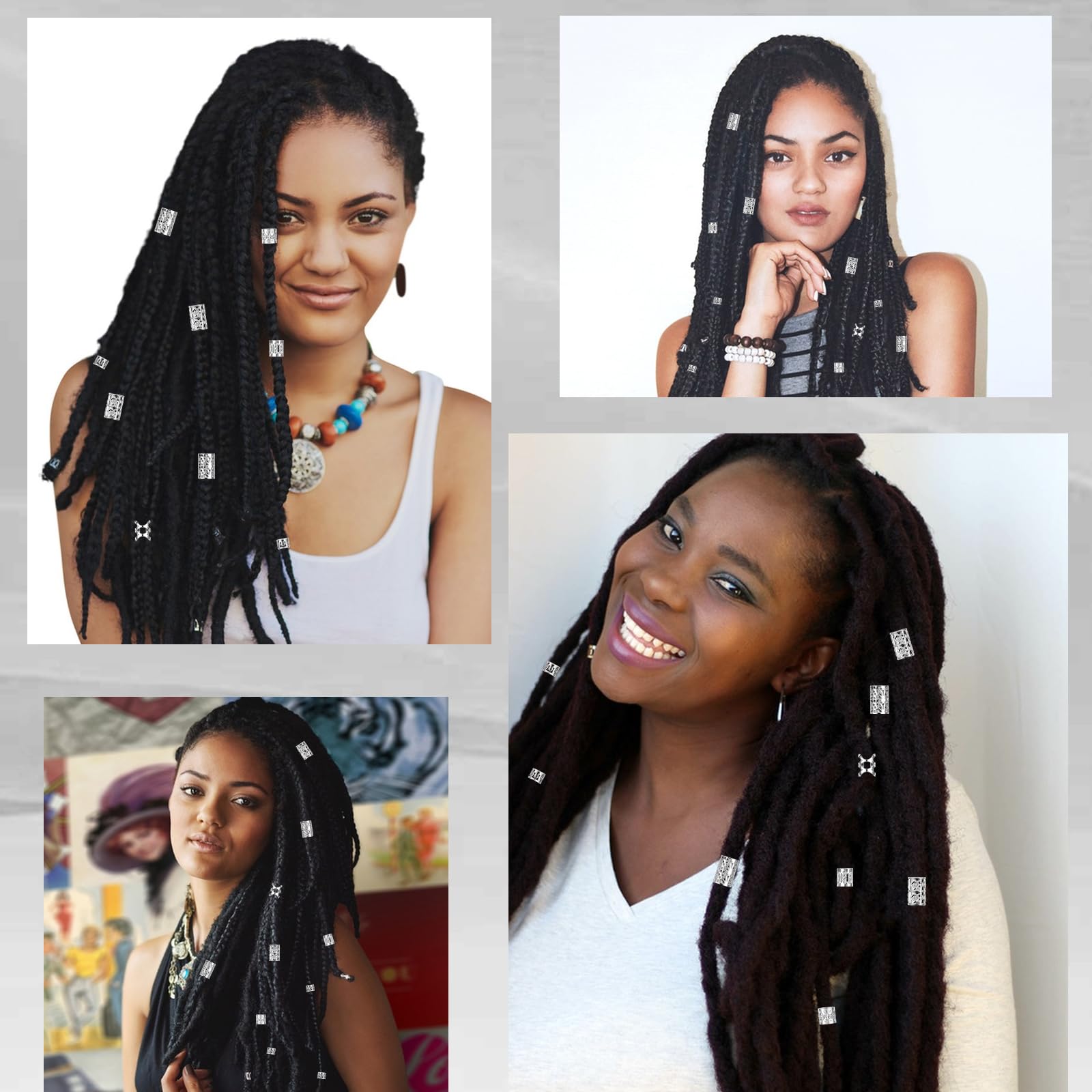 Exircy dreadlock decorated with multiple beads showing styling versatility