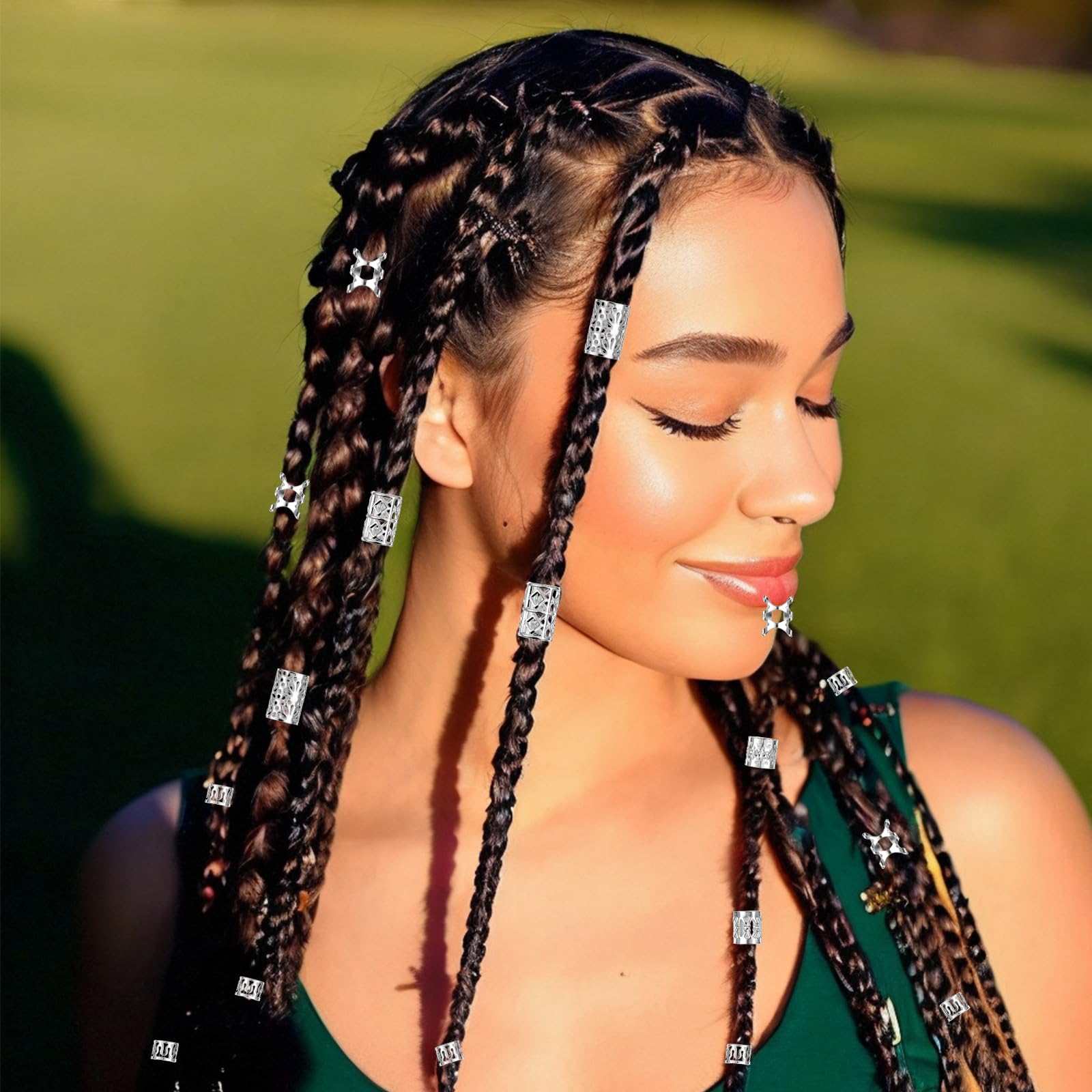 Exircy festival hairstyle with beads showing bold decorative impact