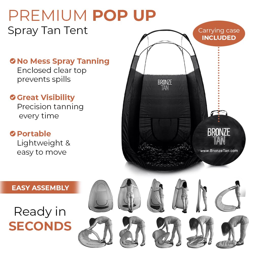 Existing Beauty folded tent in included carrying case for portable transport