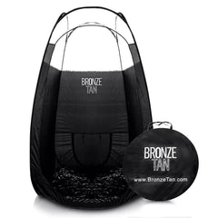 Existing Beauty tent front view showing professional black booth and clean appearance