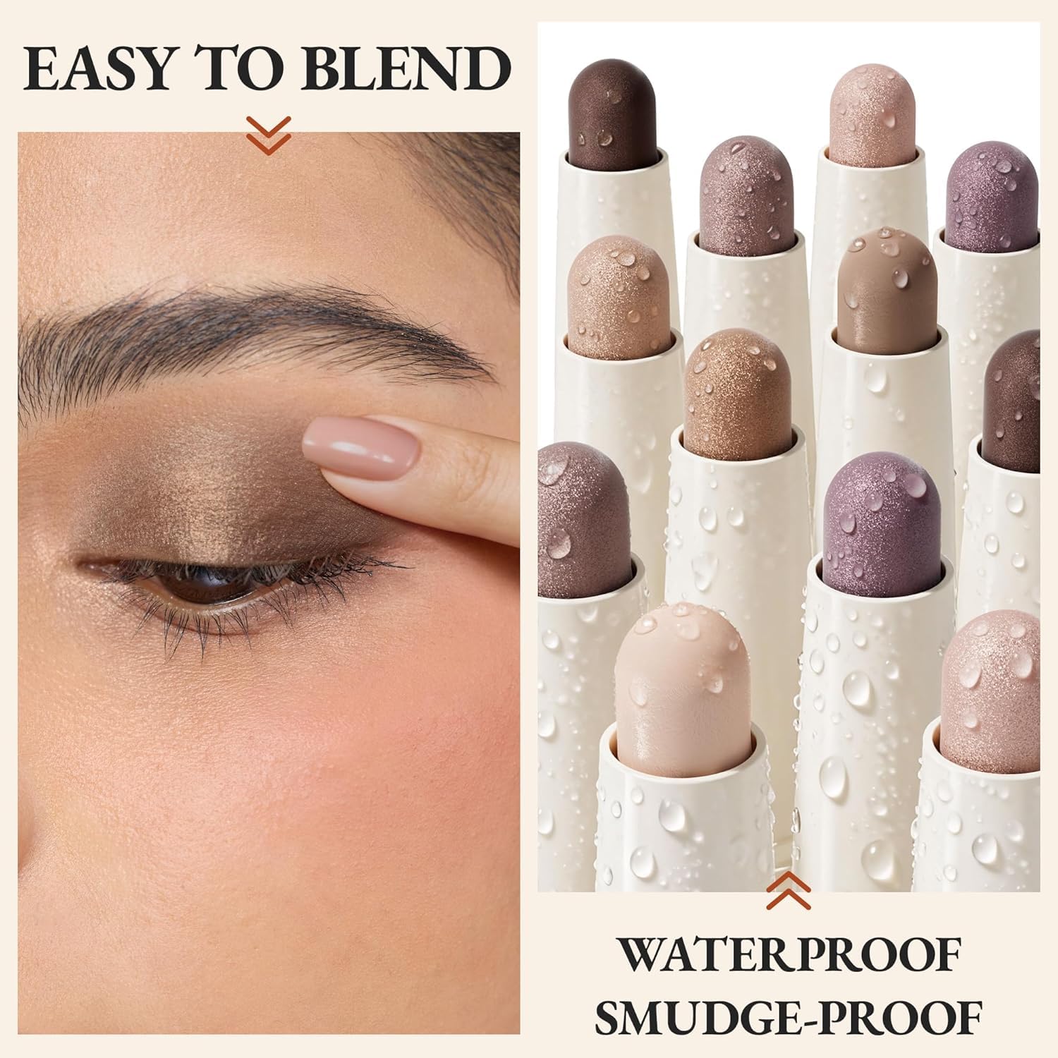 exmiloo applied on closed lid, demonstrates easy fingertip blending benefit