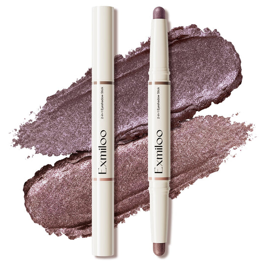 exmiloo dual-ended stick front view shows both mauve and taupe shades for easy looks
