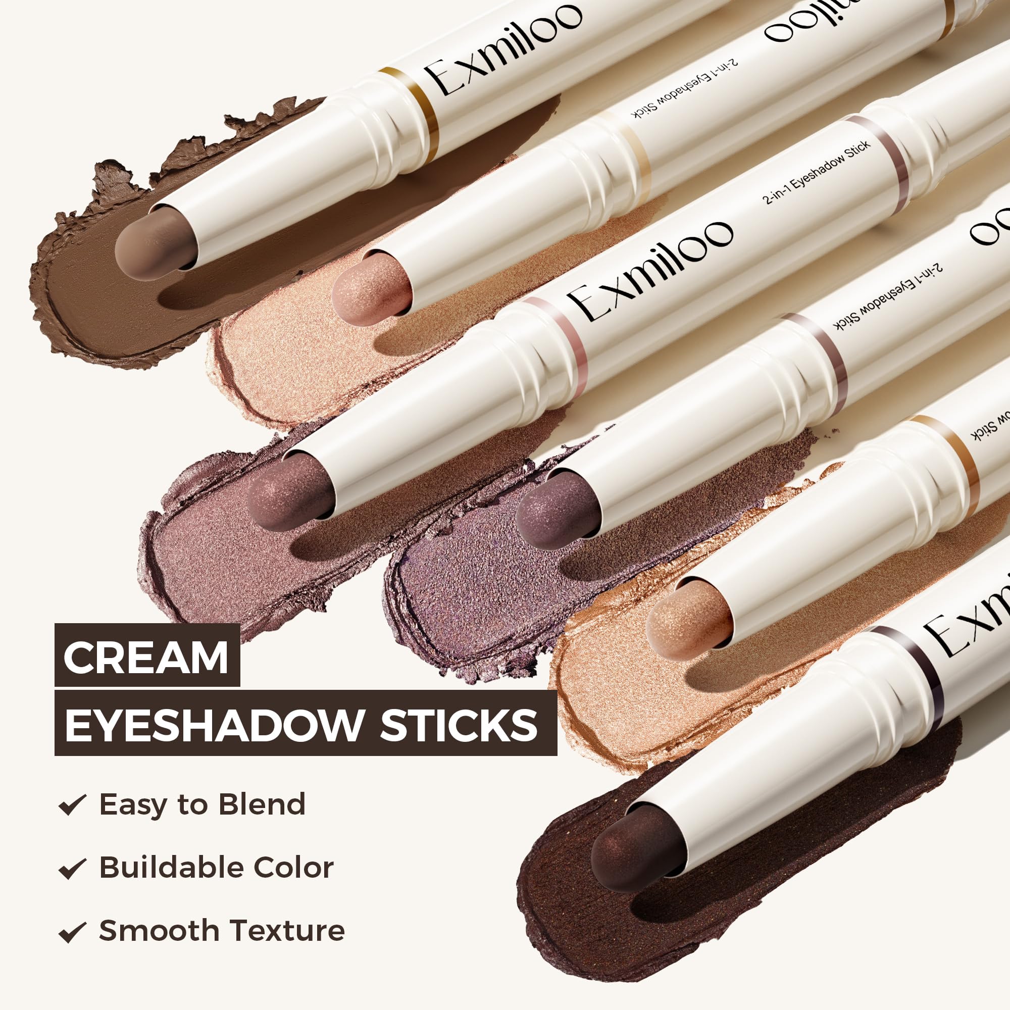 exmiloo applied on eyelid demonstrating subtle definition and shimmer highlight benefit