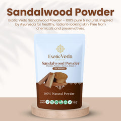 Exotic Veda powder on spoon highlighting smooth granules for easy mixing and application