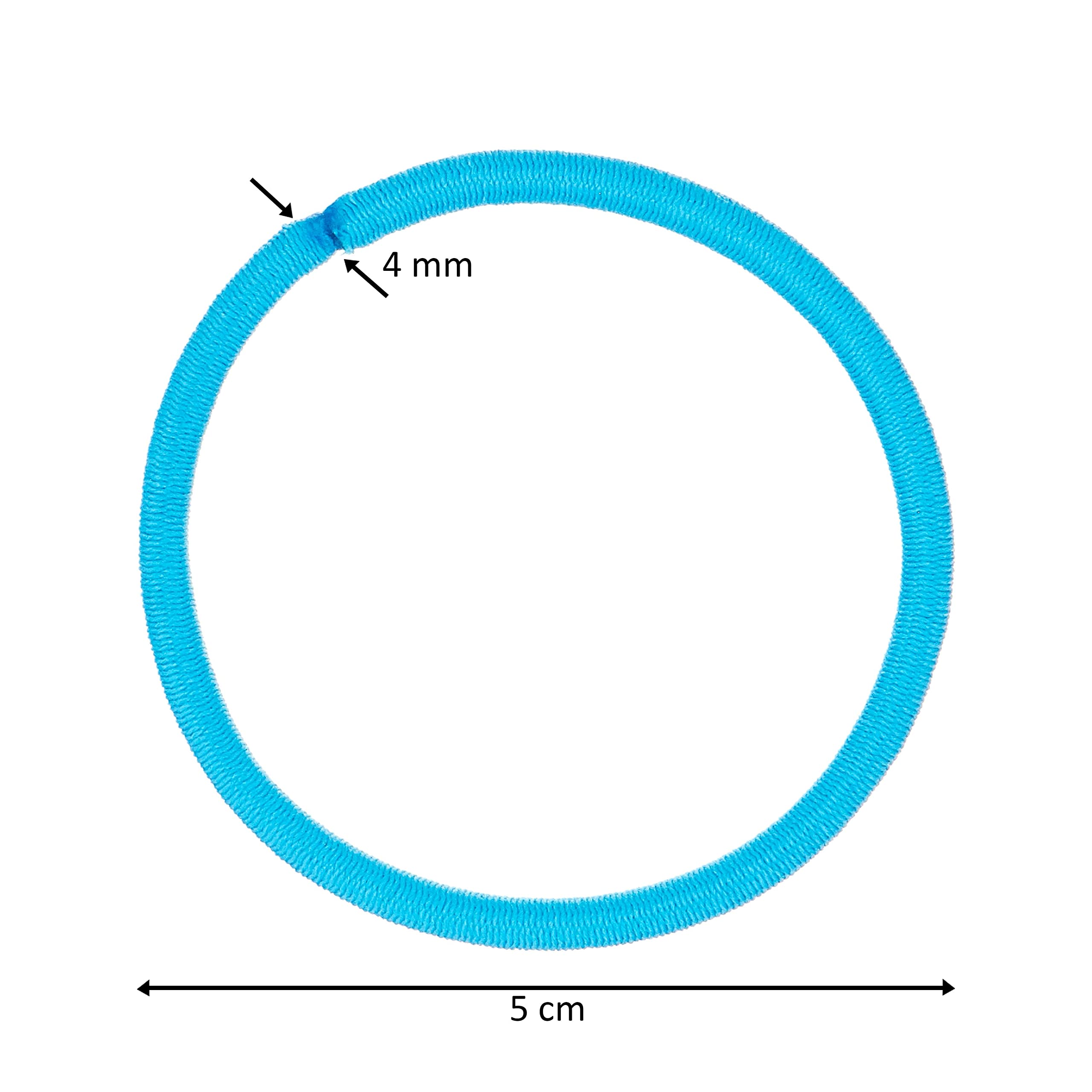 EXPRESSIONS elastic held in hand showing size and scale for everyday use