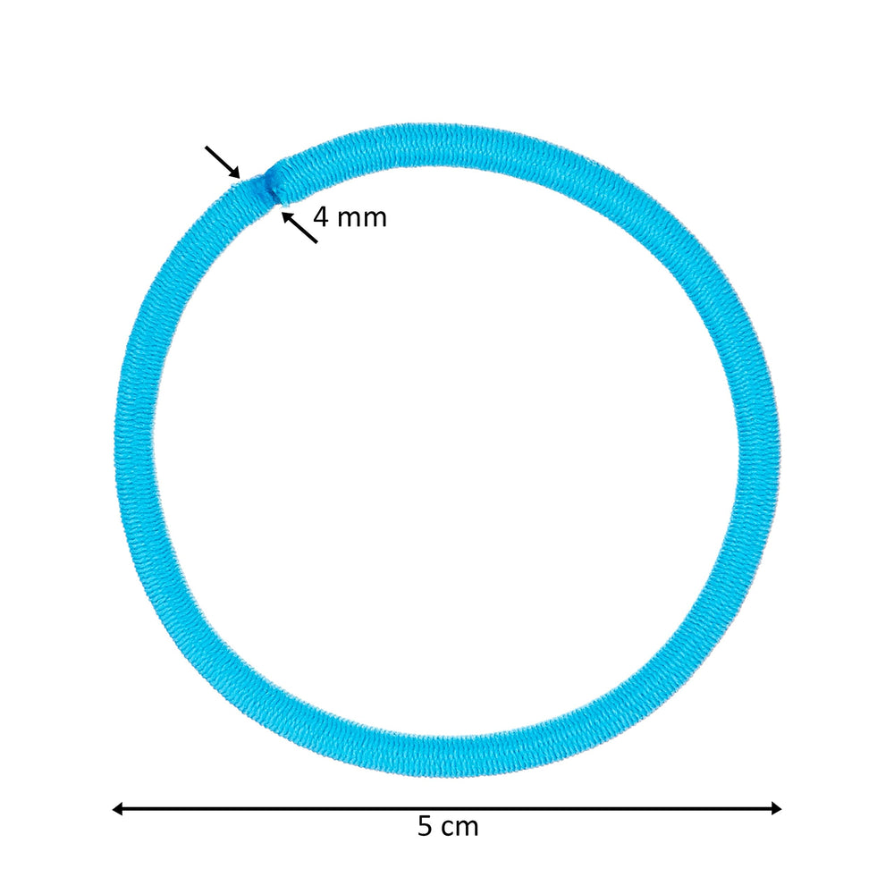 EXPRESSIONS elastic held in hand showing size and scale for everyday use