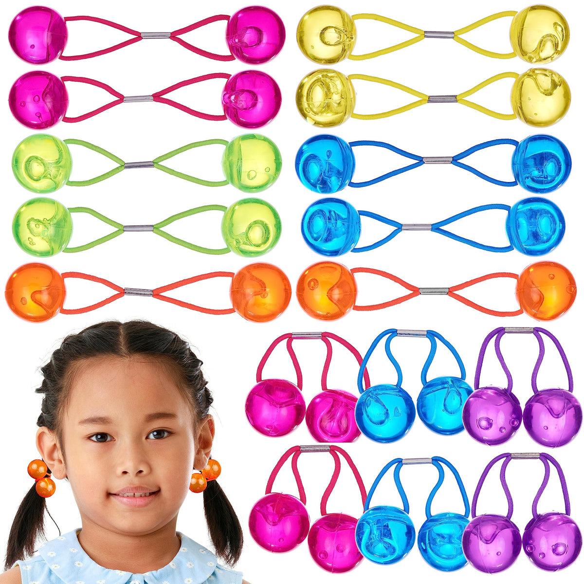 EXPRESSIONS front packaging of 24 ponytailers showing colorful set and value