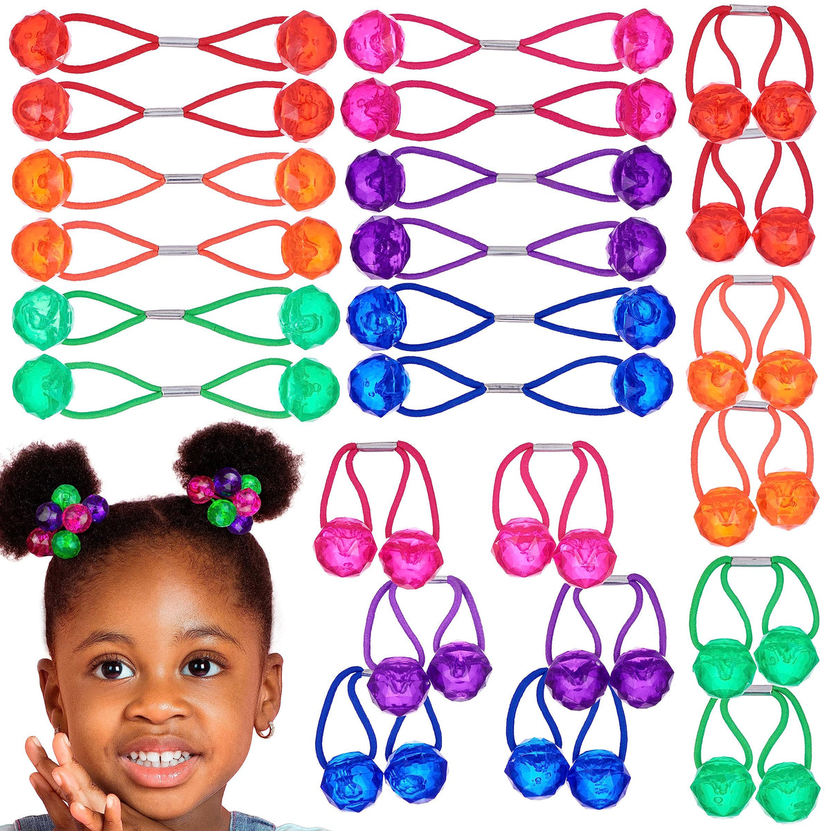 EXPRESSIONS front packaging showing 24 colorful ponytail balls and value savings