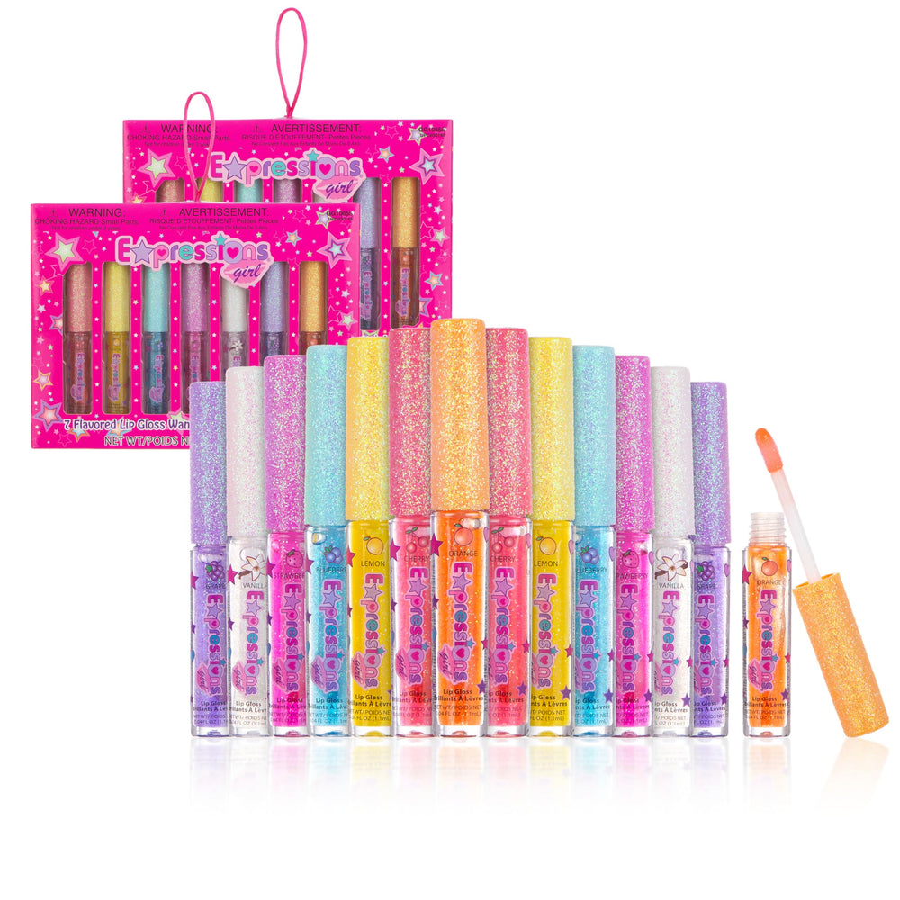 Expressions Girl front packaging showing 14-piece fruity gloss set and gifting appeal