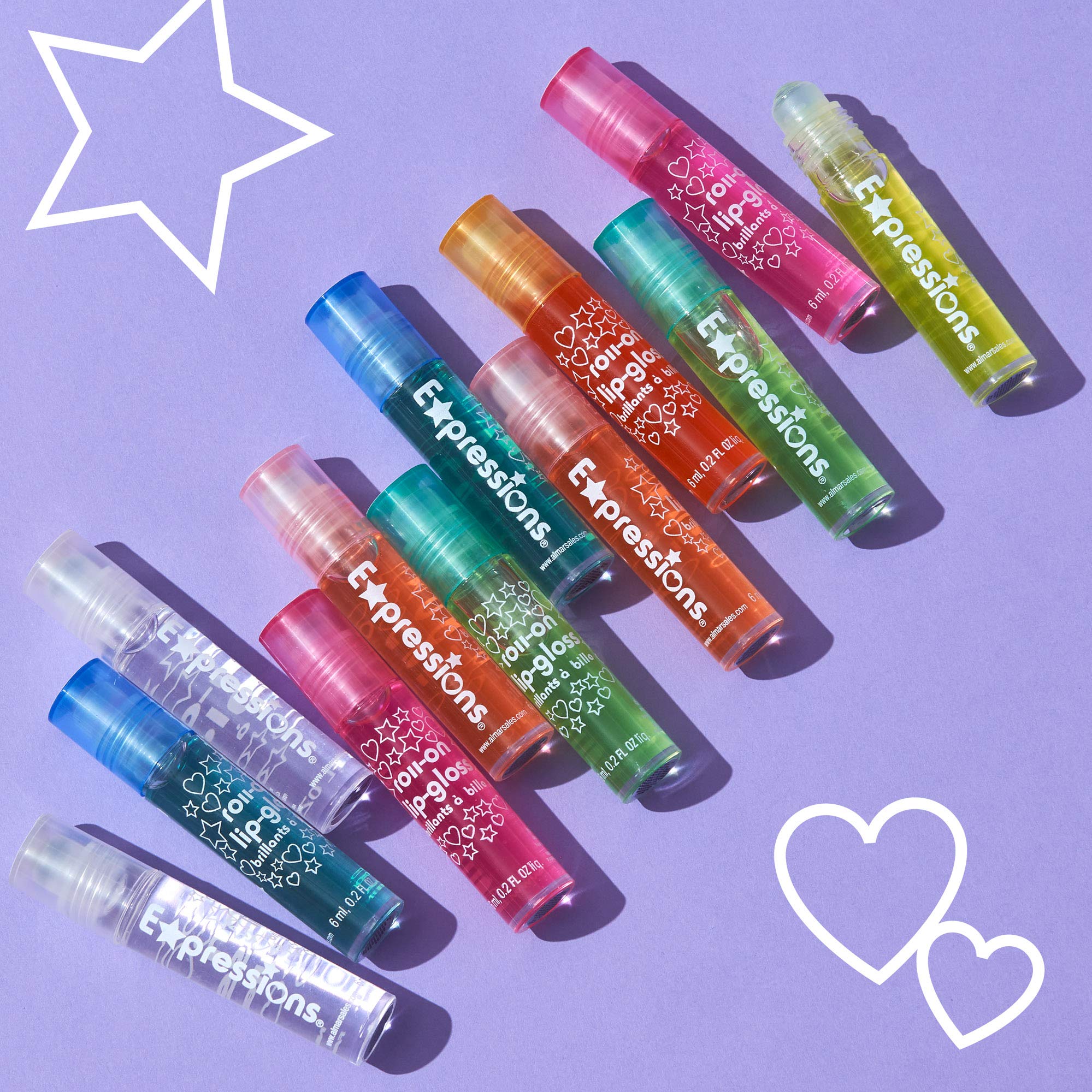 Expressions Girl lip gloss on lips providing glossy shine and subtle fruit scent