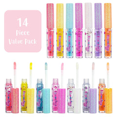 Expressions Girl seven flavored glosses laid out showing color variety and choices