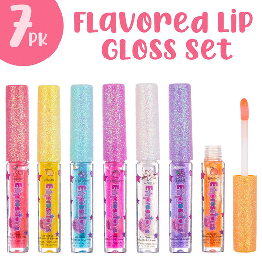 Expressions girl wands laid out to display all seven flavors and coordinating colors