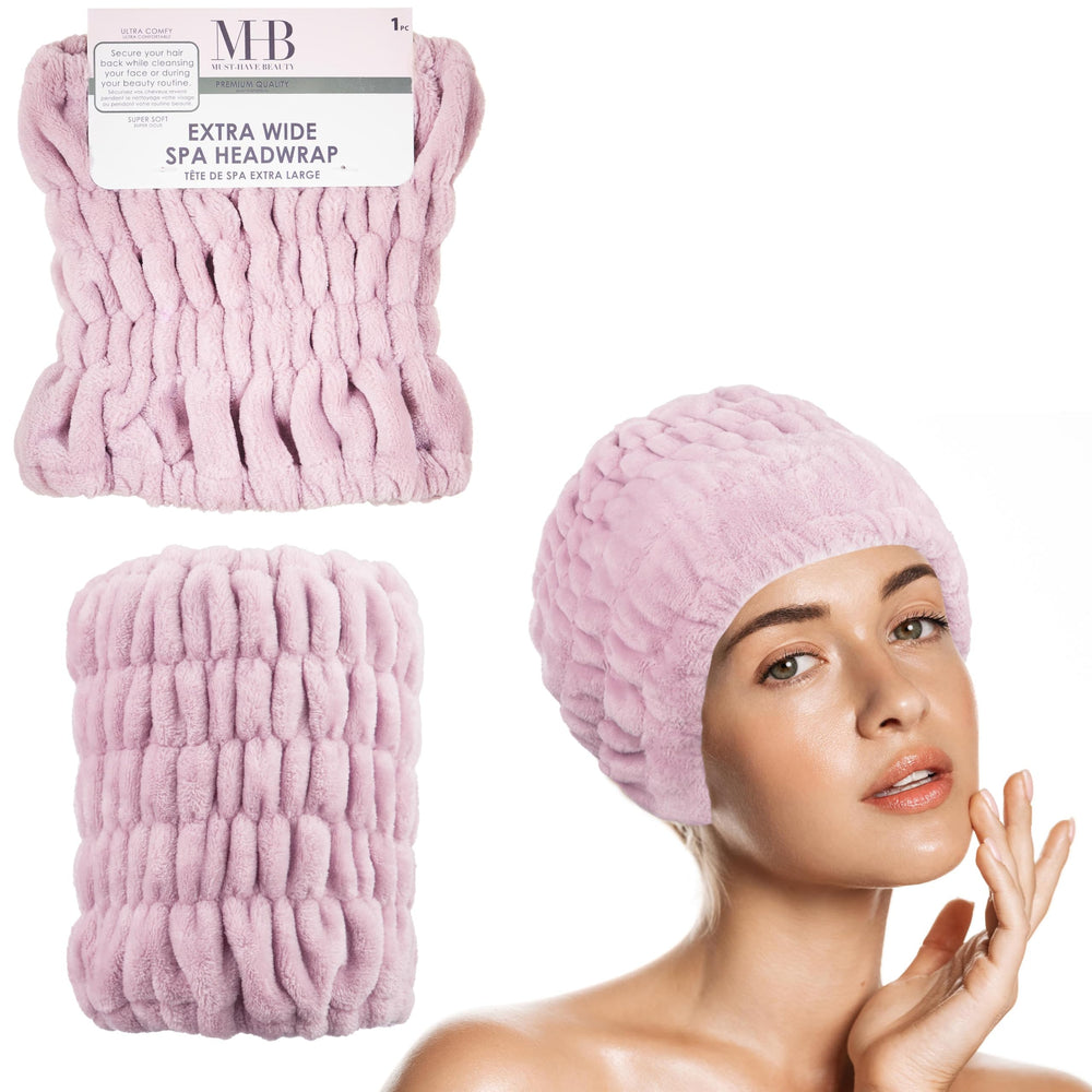 Expressions headwrap front view shows neat band and pink color for tidy routines