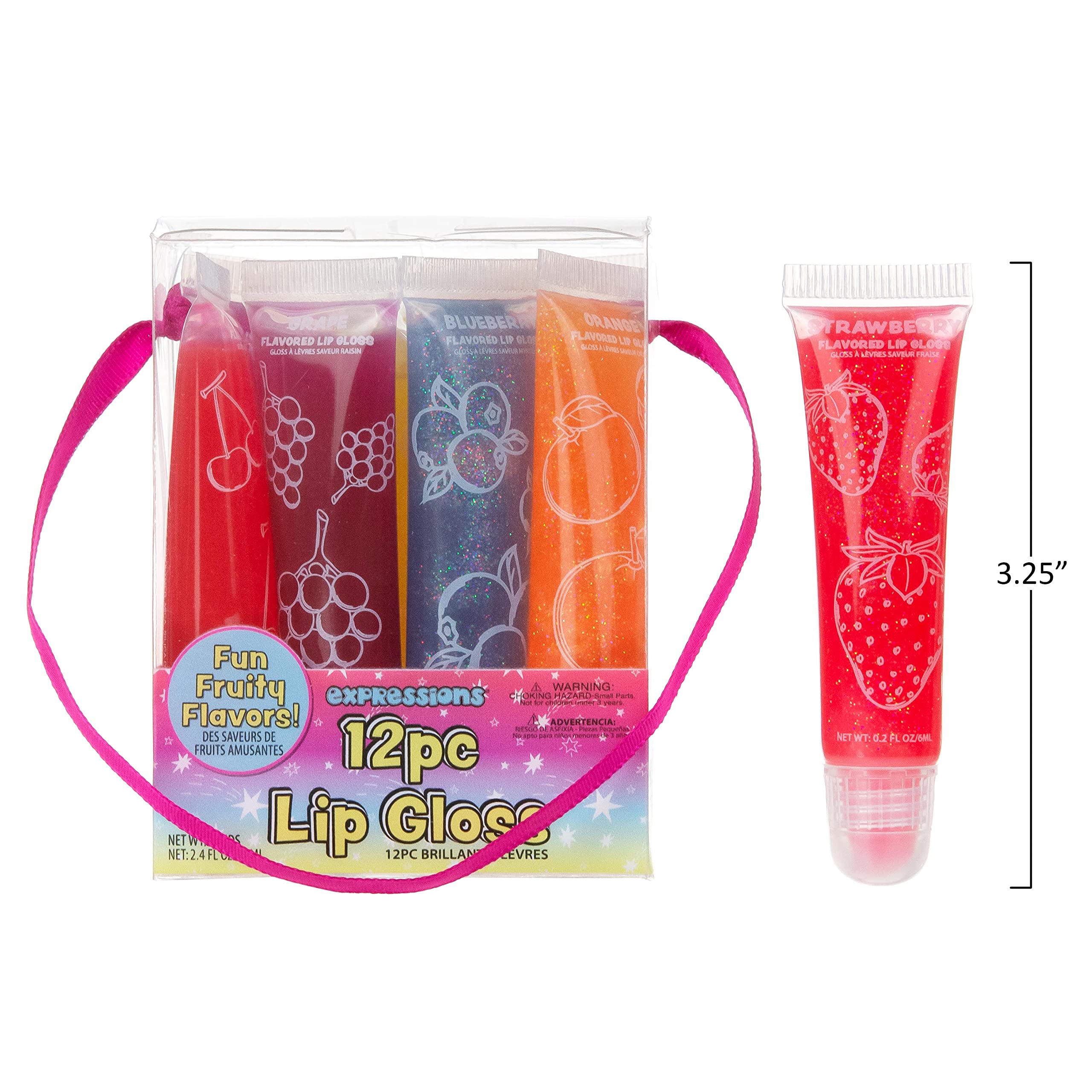 EXPRESSIONS gloss set beside common items showing compact travel-friendly size