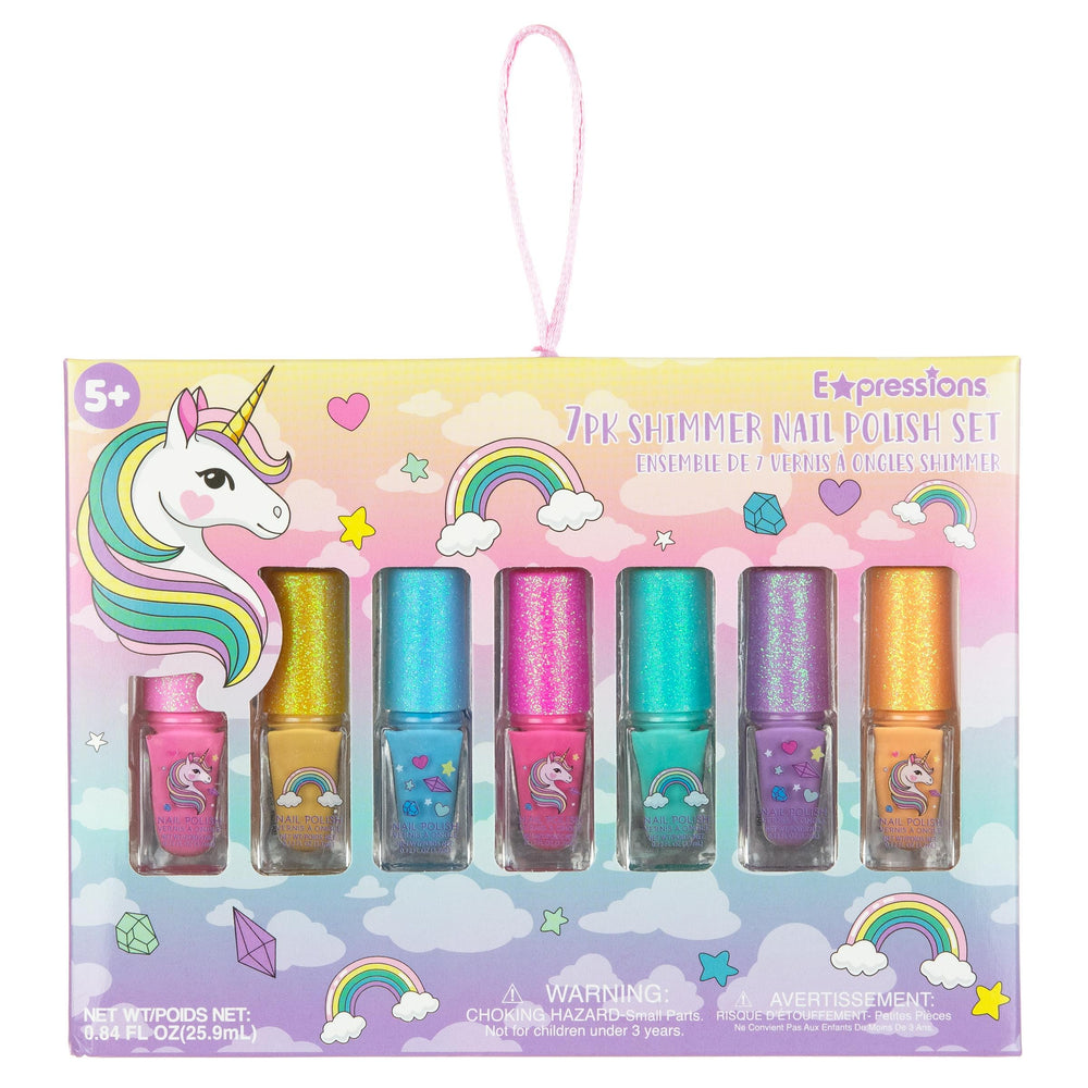 EXPRESSIONS nail-wheel swatches showing seven shimmer colors for color planning