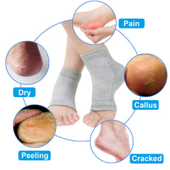 Exptolii socks in use on feet holding moisturizer for sustained softness