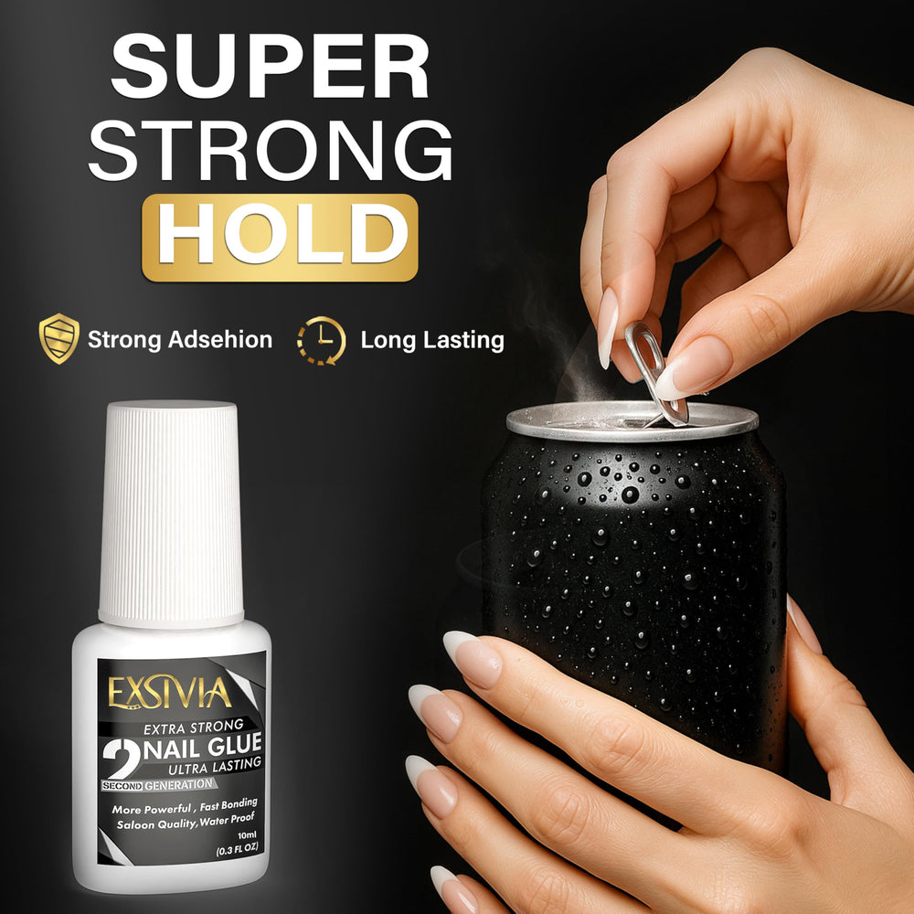 EXSIVIA glue texture close-up showing thick no-drip formula clarity