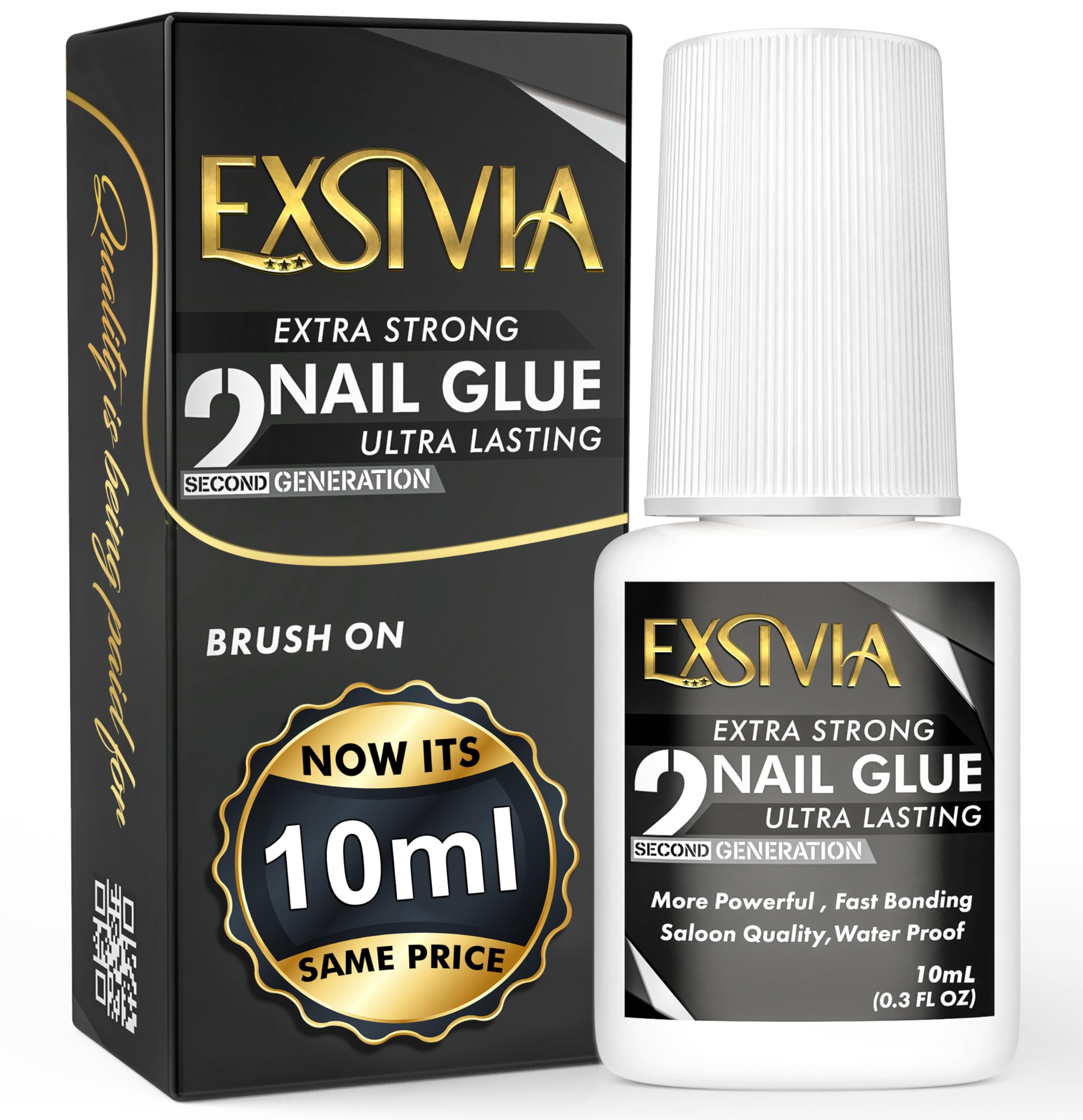 EXSIVIA front packaging 10ml glue showing brand and large size benefit