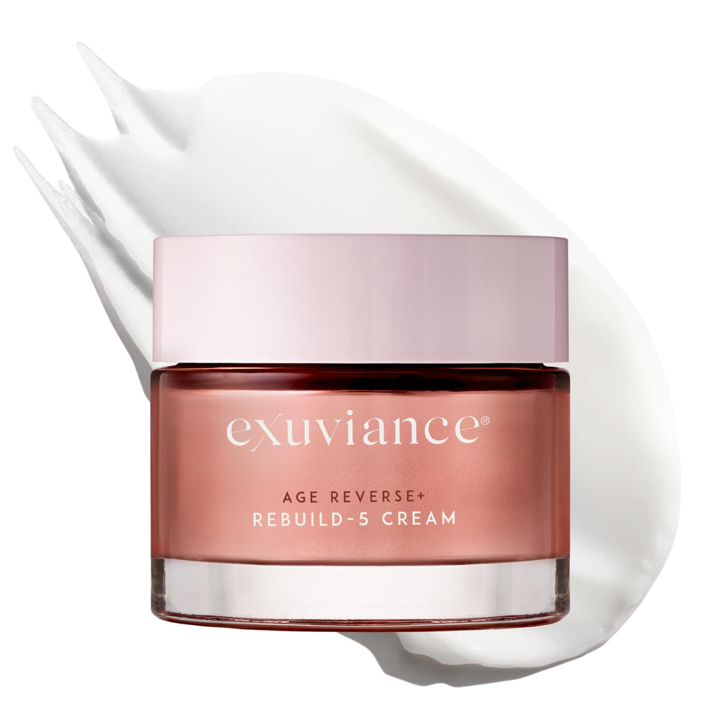 EXUVIANCE front jar view showing elegant packaging and firming benefit