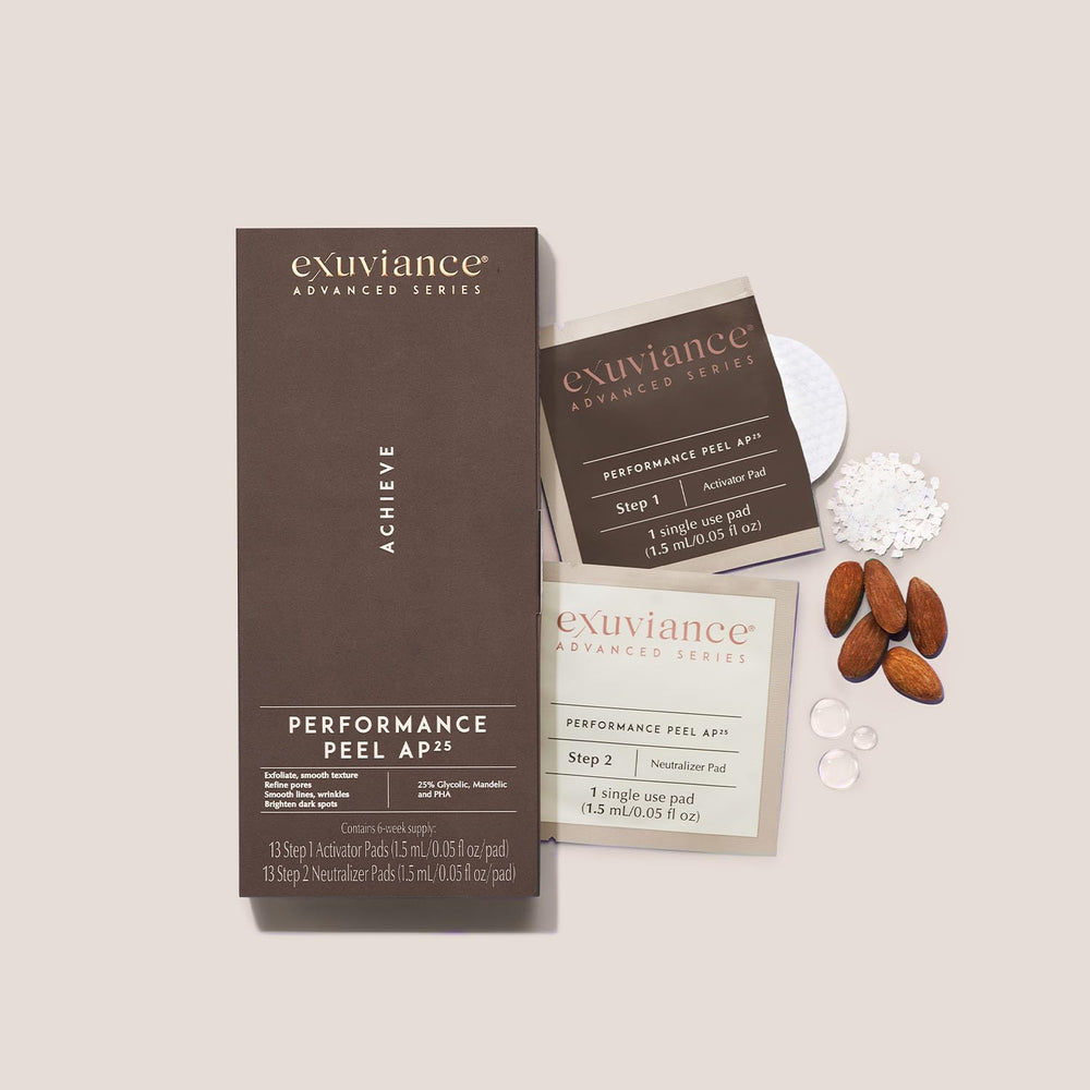 EXUVIANCE kit beside ruler showing compact travel-friendly size